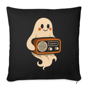 Ghost with retro radio - Sofa pillowcase 17,3'' x 17,3'' (45 x 45 cm) - black - Front