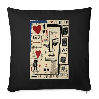 Cubist Face Love and Sketches - Sofa pillowcase 17,3'' x 17,3'' (45 x 45 cm) - black - Front