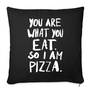 Je suis Pizza - Drôle de nourriture de fête dicton design - Housse de coussin décorative 45 x 45 cm - noir - Devant