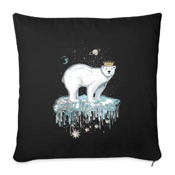Ours polaire majestueux avec couronne sur banquise - Housse de coussin décorative 45 x 45 cm - noir - Devant