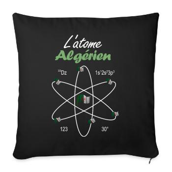L'Atome Algérien Drapeau Algérie Science - Housse de coussin décorative 45 x 45 cm - noir - Devant