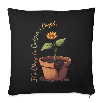 Sunflower Queen in a Pot - Sofa pillowcase 17,3'' x 17,3'' (45 x 45 cm) - black - Front