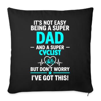 Herz + Radfahren – Super Papa Radfahrer - Sofakissenbezug 45 x 45 cm - Schwarz - Vorne