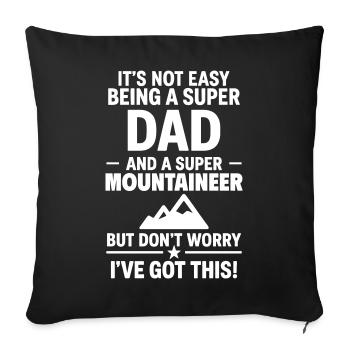Herz + Bergsteigen – Super Dad Bergsteiger - Sofakissenbezug 45 x 45 cm - Schwarz - Vorne