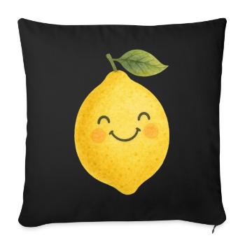 Motif Kawaii Lemon Baby Kids Fruit mignon - Housse de coussin décorative 45 x 45 cm - noir - Devant