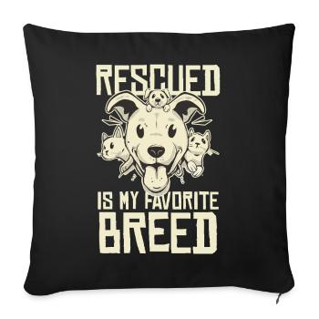 Favoris des sauvés – Ma race préférée - Housse de coussin décorative 45 x 45 cm - noir - Devant