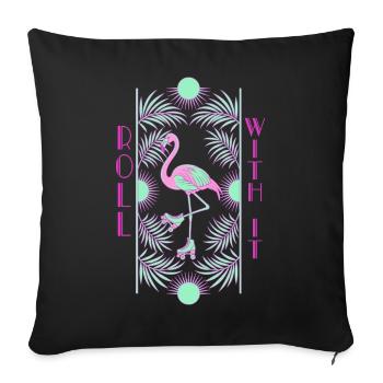 Roll With It Flamingo - Sofa pillowcase 17,3'' x 17,3'' (45 x 45 cm) - black - Front