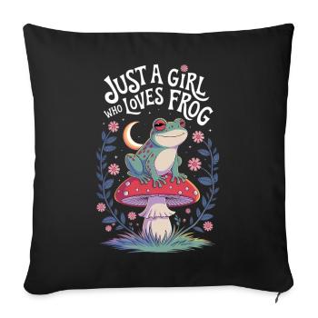 Juste une fille qui aime la grenouille - Housse de coussin décorative 45 x 45 cm - noir - Devant