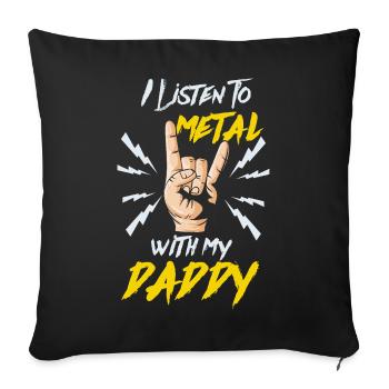 J’écoute du metal avec mon papa Rock Music Art - Housse de coussin décorative 45 x 45 cm - noir - Devant