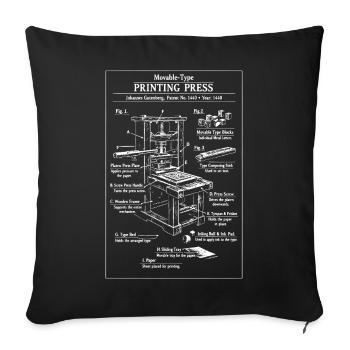 Classic Printing Press Blueprint - Sofa pillowcase 17,3'' x 17,3'' (45 x 45 cm) - black - Front