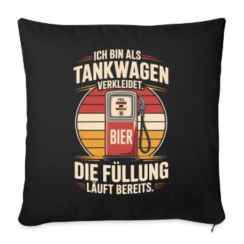 Karneval Als Tankwagen Verkleidet JGA Kostüm Bier - Sofakissenbezug 45 x 45 cm - Schwarz - Vorne