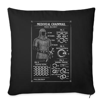 Medieval Chainmail Patent Blueprint - Sofa pillowcase 17,3'' x 17,3'' (45 x 45 cm) - black - Front