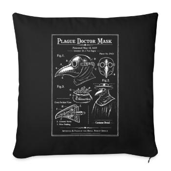 Beaked Plague Doctor Blueprint - Sofa pillowcase 17,3'' x 17,3'' (45 x 45 cm) - black - Front