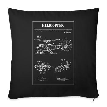 Diagramme du plan de l’hélicoptère - Housse de coussin décorative 45 x 45 cm - noir - Devant
