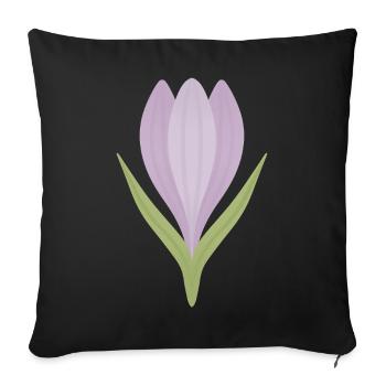Lilac Crocus Bloom Illustration - Sofa pillowcase 17,3'' x 17,3'' (45 x 45 cm) - black - Front