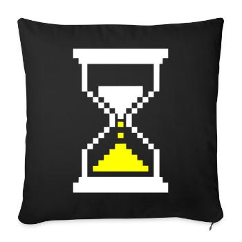 Pixel Hourglass Loading Bar Retro Gaming - Housse de coussin décorative 45 x 45 cm - noir - Devant