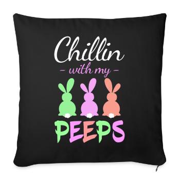 Chillin with Peeps Pastel Bunnies - Sofa pillowcase 17,3'' x 17,3'' (45 x 45 cm) - black - Front