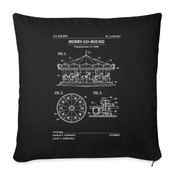 Carousel Blueprint: Vintage Patent - Sofa pillowcase 17,3'' x 17,3'' (45 x 45 cm) - black - Front