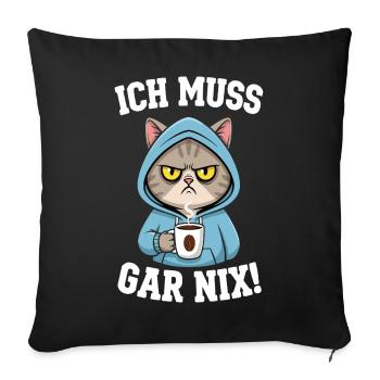 Je n'ai rien à faire, les chats - Housse de coussin décorative 45 x 45 cm - noir - Devant