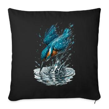 Kingfisher in action - Sofa pillowcase 17,3'' x 17,3'' (45 x 45 cm) - black - Front