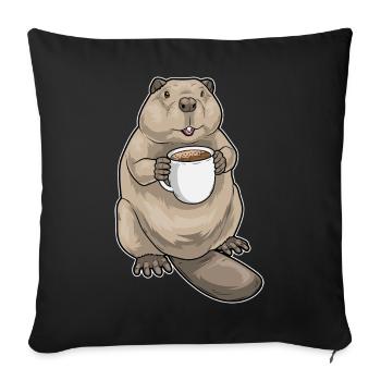 Beaver Coffee Mug - Sofa pillowcase 17,3'' x 17,3'' (45 x 45 cm) - black - Front