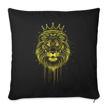 Lion à l’aspect or couronne – Noble Chat de proie - Housse de coussin décorative 45 x 45 cm - noir - Devant