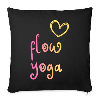 Flow Yoga - design coloré avec cœur - Housse de coussin décorative 45 x 45 cm - noir - Devant