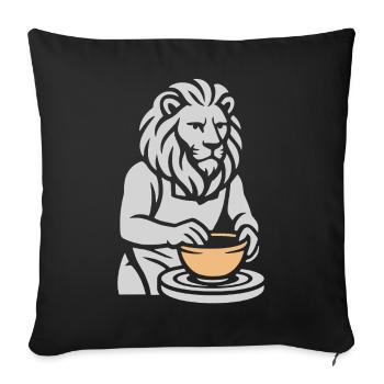 Silver Spirit: The Master Ceramist Lion - Housse de coussin décorative 45 x 45 cm - noir - Devant