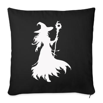 Witches silhouette with staff - Sofa pillowcase 17,3'' x 17,3'' (45 x 45 cm) - black - Front