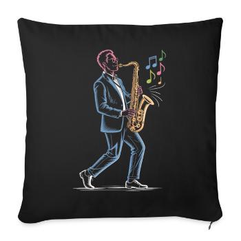 Saxophoniste jouant une impression artistique au saxophone - Housse de coussin décorative 45 x 45 cm - noir - Devant