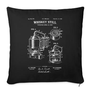 Esquisse du plan du distillateur pour whisky - Housse de coussin décorative 45 x 45 cm - noir - Devant
