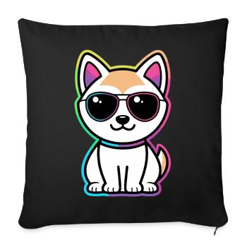 Cat Neon Rainbow Glasses - Sofa pillowcase 17,3'' x 17,3'' (45 x 45 cm) - black - Front