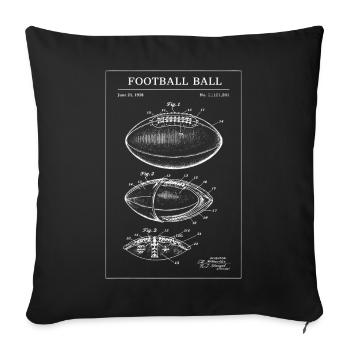 Diagramme de brevet du football rétro - Housse de coussin décorative 45 x 45 cm - noir - Devant