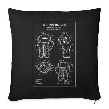 Art breveté des gants de boxe Blueprint - Housse de coussin décorative 45 x 45 cm - noir - Devant