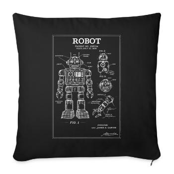 Retro Robot Blueprint Patent Art - Sofa pillowcase 17,3'' x 17,3'' (45 x 45 cm) - black - Front