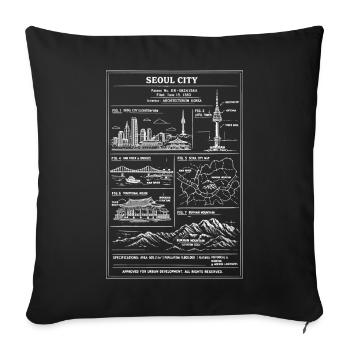 Seoul Skyline Map Art Poster - Sofa pillowcase 17,3'' x 17,3'' (45 x 45 cm) - black - Front