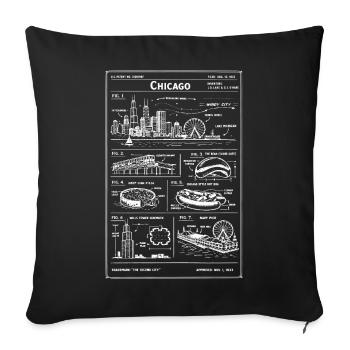 Chicago Blueprint Skyline - Sofa pillowcase 17,3'' x 17,3'' (45 x 45 cm) - black - Front