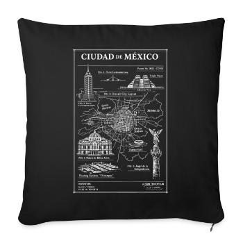 Mexico City Skyline Map - Sofa pillowcase 17,3'' x 17,3'' (45 x 45 cm) - black - Front