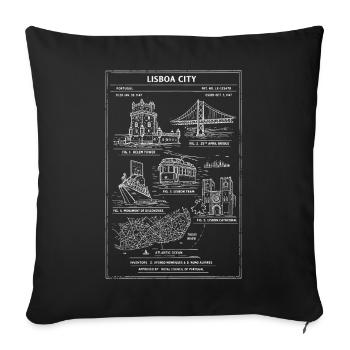 Monuments urbains de la ligne d’art de Lisbonne - Housse de coussin décorative 45 x 45 cm - noir - Devant