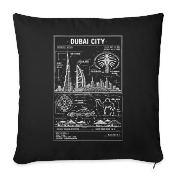 Dubai City Blueprint - Sofa pillowcase 17,3'' x 17,3'' (45 x 45 cm) - black - Front