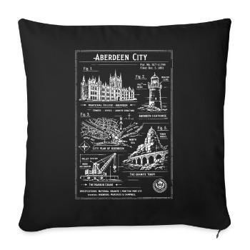 Aberdeen City Skyline Blueprint - Sofakissenbezug 45 x 45 cm - Schwarz - Vorne