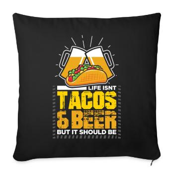 Taco Beer Beer Drinker Beer Lover - Sofa pillowcase 17,3'' x 17,3'' (45 x 45 cm) - black - Front