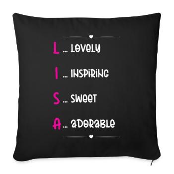 Lisa Name Acrostic - Sofa pillowcase 17,3'' x 17,3'' (45 x 45 cm) - black - Front
