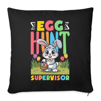 Joyeuse Pâques, douce chasse aux œufs du lapin, œufs de Pâques - Housse de coussin décorative 45 x 45 cm - noir - Devant
