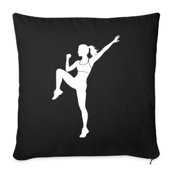 Gruppenfitness Geschenk für eine Fitnesssportlerin - Sofakissenbezug 45 x 45 cm - Schwarz - Vorne