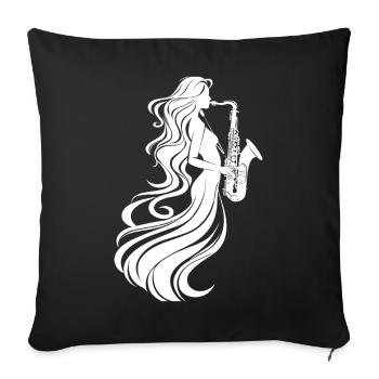 Dessin de saxophoniste - Housse de coussin décorative 45 x 45 cm - noir - Devant