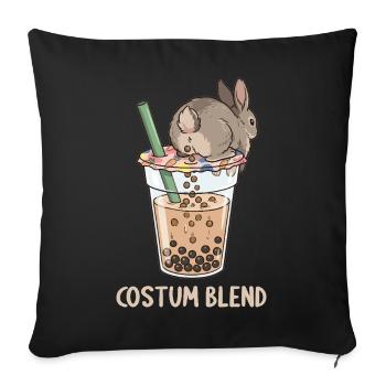 Bubble Tea Boba Drôle de Lapin mignon - Housse de coussin décorative 45 x 45 cm - noir - Devant