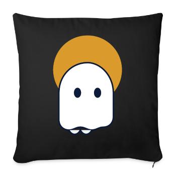 Moon Ghost – Minimaler Geist in Mondsichel - Sofakissenbezug 45 x 45 cm - Schwarz - Vorne