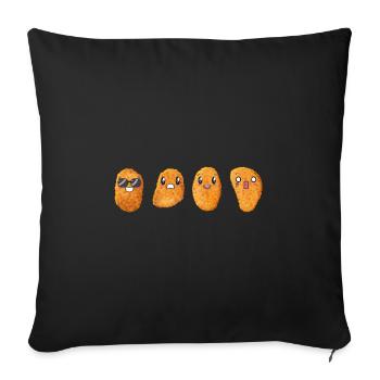 Funny Happy Angry Food Chicken Nuggets - Sofa pillowcase 17,3'' x 17,3'' (45 x 45 cm) - black - Front