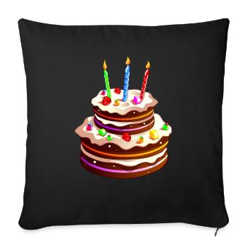 gros gâteau anniversaire - Housse de coussin décorative 45 x 45 cm - noir - Devant